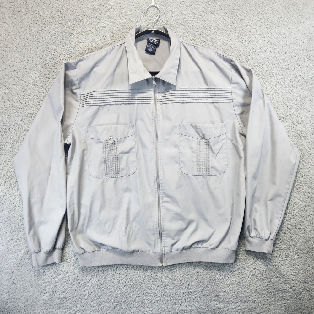 Vintage John Blair Fine Menswear Zip Up Jacket Mens XLG TL Gray Casual OUtdoors